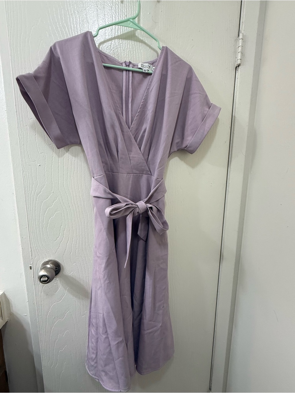 Molly Bracken Lavender Wrap Midi Dress with Tie Waist